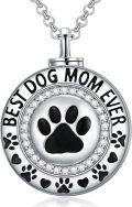 wholesale 925 Sterling Silver Dog Mom Best Ever Paw Print Urn Keepsake Memorial Cremation Jewelry for Women Pets Ashes Holder Locket Necklace Gift-0-0