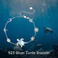 wholesale 925 Sterling Silver Moonstone Shell Sunflower Starfish Fish Ocean Heart Charm Bracelet-0-2