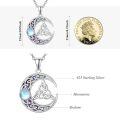 wholesale 925 Sterling Silver Celtic Moon Crescent Triquetra Pendant Necklace With Moonstone-0-2