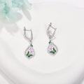 wholesale 925 Sterling Silver Green & Pink Enamel Butterfly and Flower Teardrop Dangle Earrings for Women Girls Gift-0-3