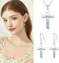 wholesale 925 Sterling Silver Cross Mountain Turquoise Stone Drop Earrings-0-3