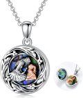 wholesale 925 Sterling Silver Abalone Shell Mother and Child Keepsake Pendant Necklace for Women-0-0