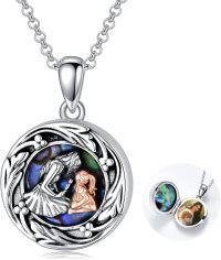 wholesale 925 Sterling Silver Abalone Shell Mother and Child Keepsake Pendant Necklace for Women-mom locket necklace-1