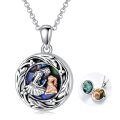 wholesale 925 Sterling Silver Mother Daughter Locket Necklace Wholesale With Abalone Shell And Photo Insert-0-0