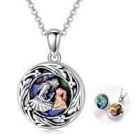 wholesale 925 Sterling Silver Mother Daughter Locket Necklace Wholesale With Abalone Shell And Photo Insert-mom locket necklace-1