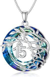 wholesale TOUPOP Christmas 15 Year Old Gifts/ 15th Birthday Gifts For Daughter/birthday Gift For 15 Year Old Sterling Silver Crystal Necklace -undefined