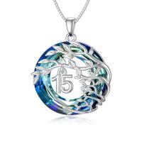 TOUPOP Sterling Silver Crystal Necklace - 15th Birthday Gifts-undefined