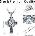 wholesale 925 Sterling Silver Celtic Cross with Blue Stone and Trinity Knot Design - Mens & Womens Jewelry-0-4