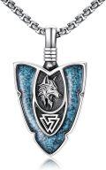wholesale 925 Sterling Silver Turquoise Arrowhead Necklace with Celtic Knot Wolf and Bald Eagle Pendant-0-0