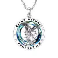 TOUPOP Sterling Silver Crystal St Michael Necklace-undefined