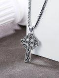 wholesale 925 Sterling Silver Celtic Knot Cross Pendant on 24+2 Chain - Mens Jewelry-0-6