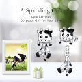 wholesale 925 Sterling Silver Cow Animal Stud Earrings for Women - Cute Cartoon Style -0-1