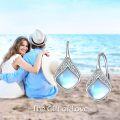 wholesale 925 Sterling Silver 925 Rainbow Moonstone Teardrop Leverback Earrings for Sensitive Earlobes-0-1