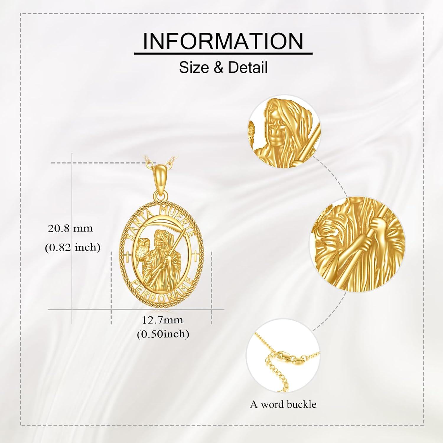  14K Solid Gold Religious Protector Pendant Necklace Jewelry Gift -0-4