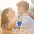 TOUPOP Sterling Silver Sapphire Infinity Love Moon Pendant Necklace-0-2