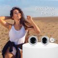 wholesale 925 Sterling Silver Round Cut Black Onyx & Cubic Zirconia Stud Earrings for Men and Women-0-5