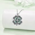 wholesale 925 Sterling Silver Green Moss Agate Four-Leaf Clover Pendant Necklace for Women-0-3