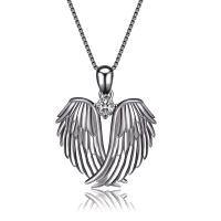 wholesale 925 Sterling Silver Wings Heart Pendant Necklace-black gold plated