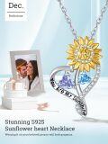 wholesale S925 Sterling Silver Sunflower & 1CT Alexandrite/Topaz Birthstone Pendant Necklace, Love Gift for Women-0-3