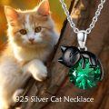wholesale 14K Gold Pink Crystal Black Cat Pendant Necklace for Women Cats Lover-0-19