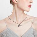 wholesale 925 Sterling Silver Black Geometric Horse Pendant Necklace for Women 30cm -0-4