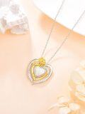 wholesale 925 Sterling Silver Opal Rose and Cubic Zirconia Heart Pendant Necklace for Women Gifts-0-1