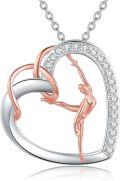 wholesale 925 Sterling Silver Metal Heart-Shaped Gymnastics Pendant Necklace - Inspirational  for Gymnasts and Girls-0-0
