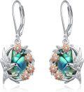 wholesale 925 Sterling Silver Abalone Hummingbird Dangle Earrings 16mm 2.6g-0-0