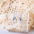 wholesale 925 Sterling Silver 3D Panda in Cup Drop Earrings w/Flower Charms - Holiday s for Women-0-2