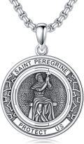 wholesale 925 Sterling Silver Saint Peregrine Protection Medal Pendant Necklace for Men & Women-0-0