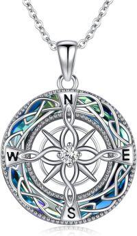wholesale 925 Sterling Silver Celtic Knot Compass Pendant Necklace with Blue Crystal Accents for Women-Compass #1