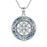 wholesale 925 Sterling Silver Compass Necklace With Celtic Knots And Crystal Center-Compass #1