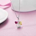 wholesale 925 Sterling Silver Red Heart & Gold Wings Guardian Angel Pendant Necklace for Women's Birthdays Gifts-0-7