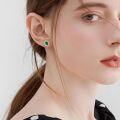 wholesale 925 Sterling Silver Green Moss Agate Stud Earrings-0-7