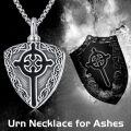 wholesale 925 Sterling Silver Celtic Cross Shield Keepsake Memorial Urn Locket Necklace with Funnel and Fill Tool for Men's Ashes Jewelry -0-4