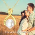 wholesale 14k Gold White Pearl Pendant Necklace With Floral Design For Women-0-4