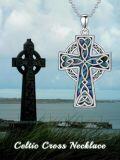 wholesale TOUPOP Celtic Cross Necklace For Women 925 Sterling Sliver Cross Pendant Necklaces Abalone Shell Jewelry Gifts For Women Her Daughter Religious Christian Gifts -0-1