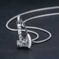 wholesale 925 Sterling Silver Viking Axe Pendant Necklace With Wolf Design-0-1