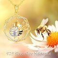 wholesale 925 Sterling Silver Gold Plated Bee & Honeycomb Pendant Necklace for Women-0-2
