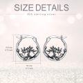 wholesale 925 Sterling Silver Tree of Life Hypoallergenic Small Hoop Earrings for Sensitive Ears-0-2