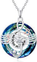 wholesale Music Note Necklace For Women 925 Sterling Silver Treble Clef Pendant Crystal Jewelry, Christmas Musical Gifts For Music Lover Her Girlfriend Daughter -0-0