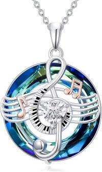 wholesale Music Note Necklace For Women 925 Sterling Silver Treble Clef Pendant Crystal Jewelry, Christmas Musical Gifts For Music Lover Her Girlfriend Daughter -undefined