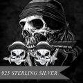 wholesale 925 Sterling Silver Red Stone Pirate Skull Stud Earrings for Men & Women-0-1