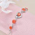 wholesale 925 Sterling Silver Red CZ Heart Birthstone Bracelet for Women-0-2