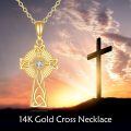 wholesale 14K Gold Celtic Knot Diamond Cross Pendant Necklace for Women - Dainty Solid Religious-0-4