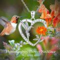wholesale 925 Sterling Silver Moissanite Hummingbird Heart Necklace for Women - Fluttering Bird & Flower Design, Hypoallergenic Gift-0-5
