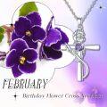 wholesale 925 Sterling Silver 12 Birthstone Flower Pendant Necklace for Women-0-55