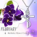 wholesale 925 Sterling Silver Cross Pendant With Red Gemstone And Lily Design-0-55