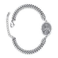 wholesale 925 Sterling Silver Saint Jude Thaddeus Medal Charm Bracelet with Box Chain for Men Women (Adjustable Length: 6-8 inches)-Saint Jude
