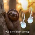 wholesale 925 Sterling Silver Rainbow Moonstone Sloth Drop Earrings for Women Girls  4cm Long-0-2
